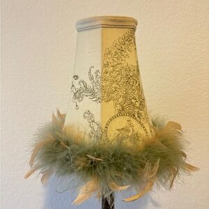 Vintage Tan & Black French
Country Toile Feathered Trim Lamp
Shades